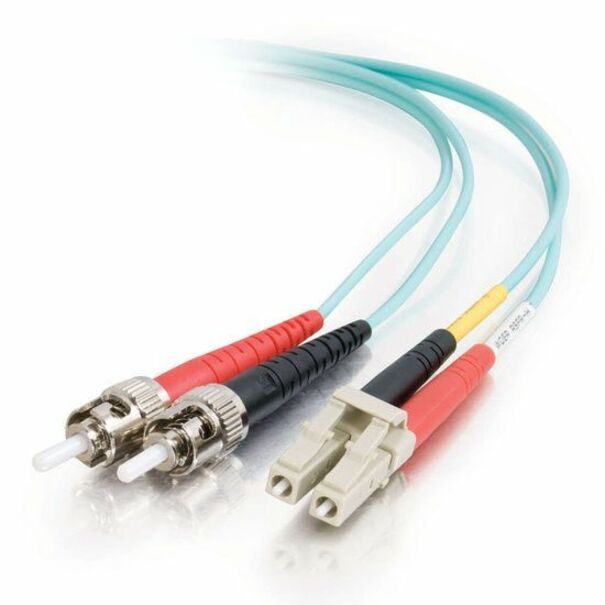 C2G 9.8ft (3m) LC-ST 10Gb 50/125 OM3 Duplex Multimode PVC Fiber Optic Cable - Aqua