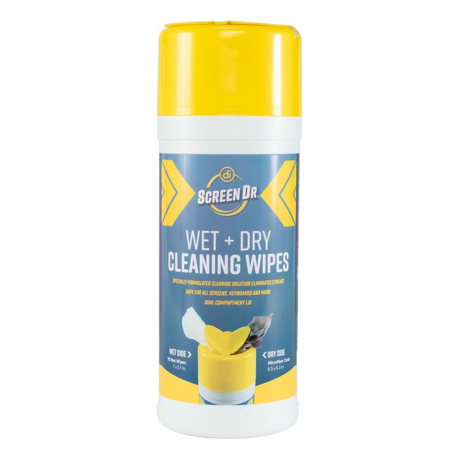 Digital Innovations ScreenDr Wet/Dry Streak-Free Wipes, 70-pack
