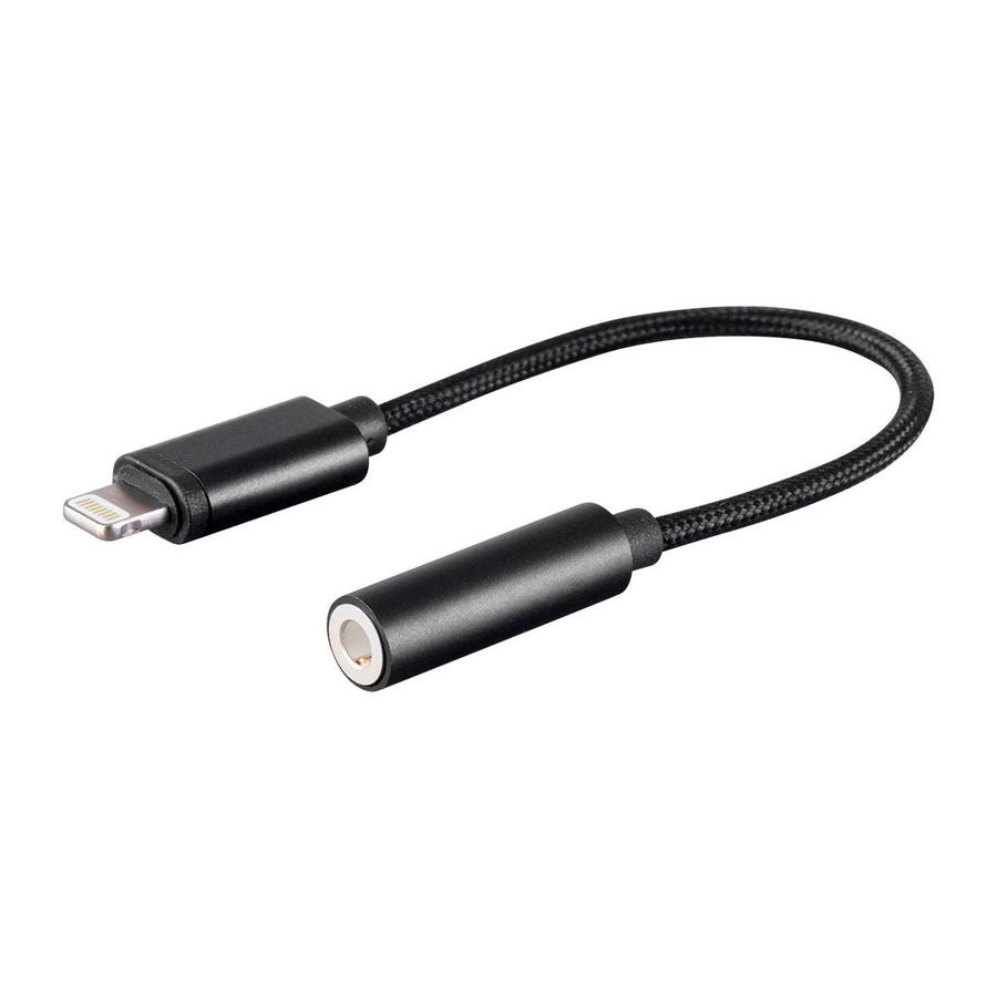 Monoprice MFi Certified Lightning to 3.5mm Audio Adapter, Nylon Braid, Black