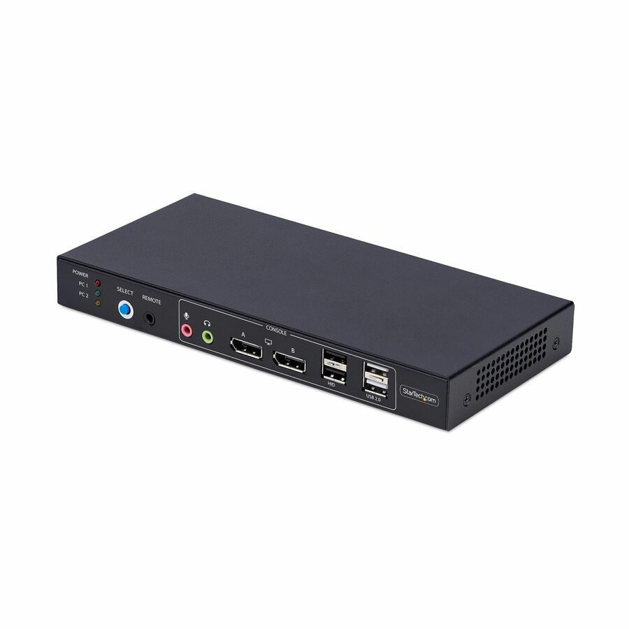 StarTech 2-Port Dual-Monitor DisplayPort KVM Switch with Dual View Video Matrix, 4K 60Hz, 4x USB Hub Ports, TAA Compliant