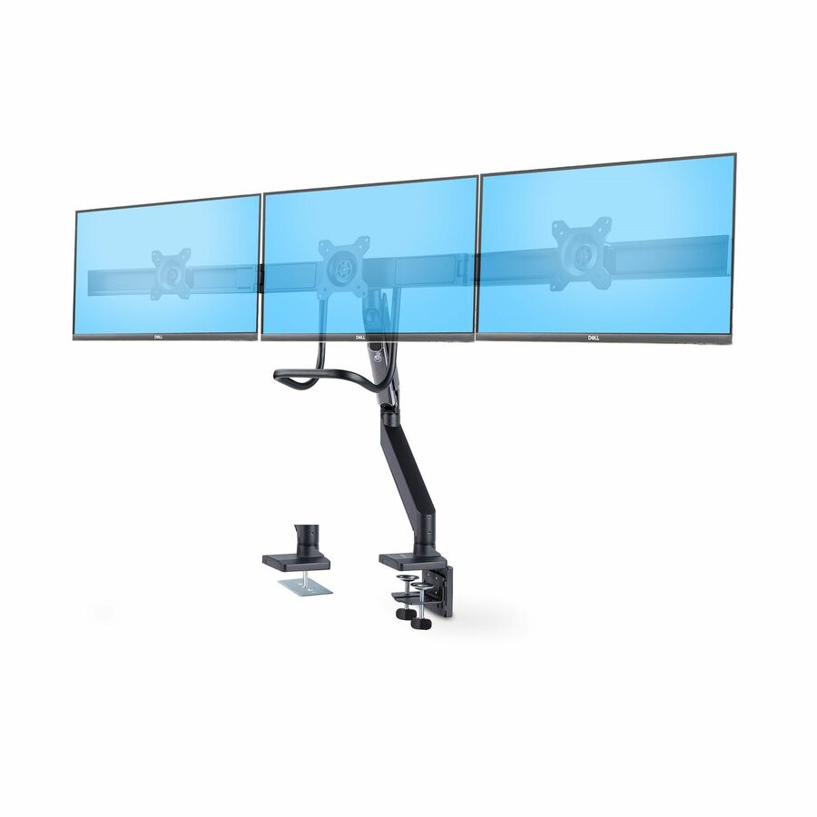 StarTech Crossbar Triple Monitor Desk Mount For Up To 3x 27in Screens, VESA 75x75/100x100, Tool-Less Arm Adjustments, C-Clamp/Grommet