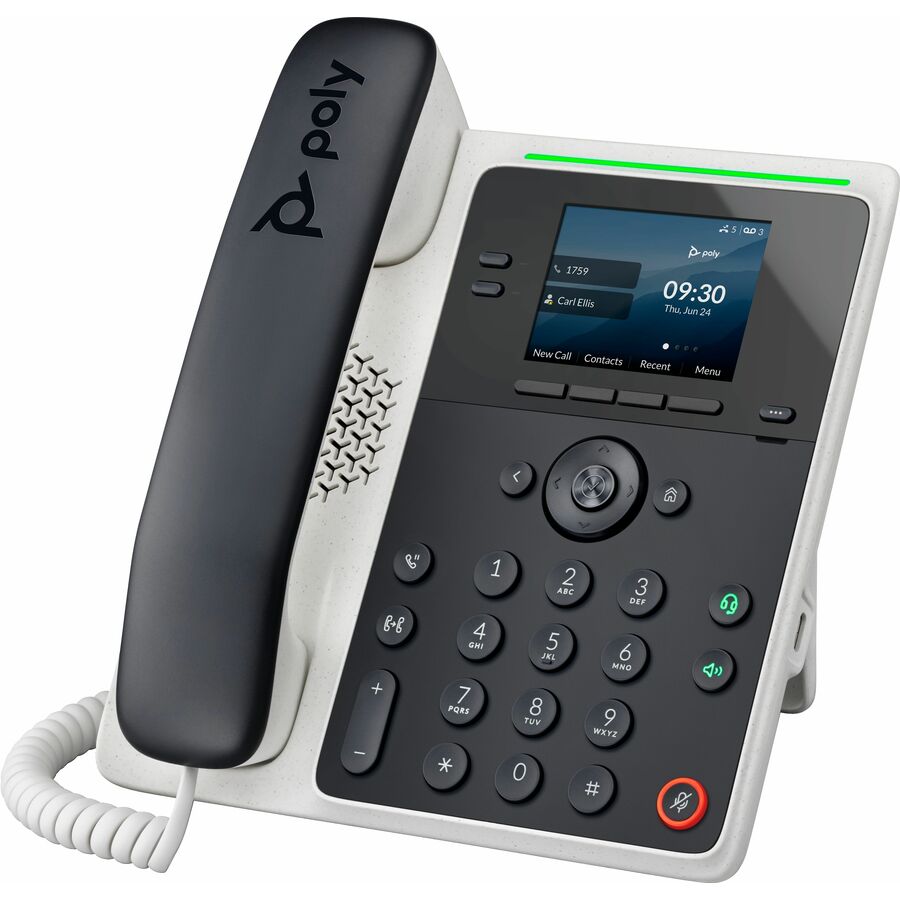 Poly Edge E100 IP Phone - Corded - Corded - 3 Multiple Conferencing - Desktop, Wall Mountable - White, Midnight Blue