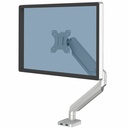 Fellowes Platinum Series High Quality Single Monitor Arm for 40-Inch Monitors, Full Motion, 360° Rotation, VESA Mount with Grommet or Clamp, USB Ports, Ergonomic, Silver