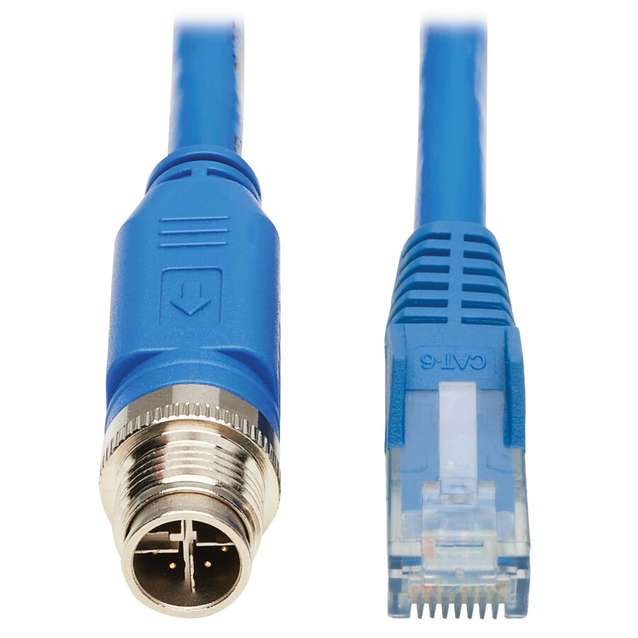 Eaton Tripp Lite Series M12 X-Code Cat6 1G UTP CMR-LP Ethernet Cable (M12 M/RJ45 M), IP68, PoE, Blue, 2 m (6.6 ft.), TAA