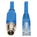 Eaton Tripp Lite Series M12 X-Code Cat6 1G UTP CMR-LP Ethernet Cable (M12 M/RJ45 M), IP68, PoE, Blue, 2 m (6.6 ft.), TAA