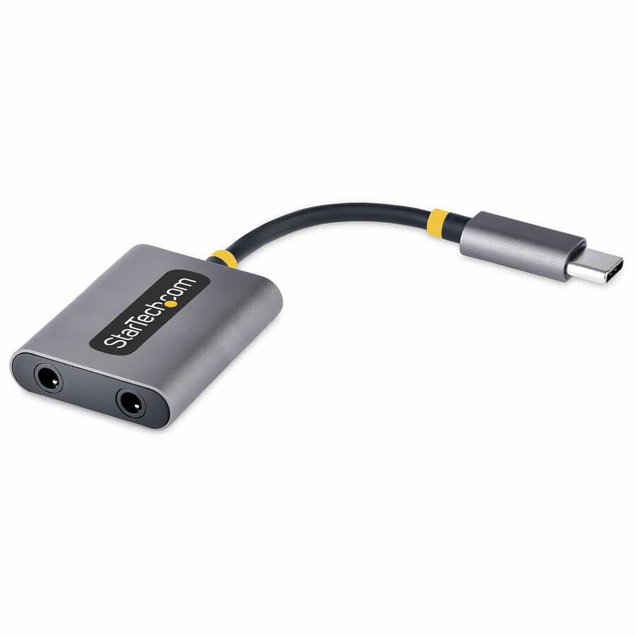 StarTech USB-C Headphone Splitter, USB Type C Dual Headset Adapter w/Mic Input, USB C to 3.5mm Audio Adapter/Earphone Dongle/Aux Jack