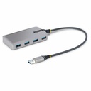 StarTech 4-Port USB Hub, USB 3.0 5Gbps, Bus Powered, USB-A to 4xA w/ Optional Auxiliary Power, Portable Laptop USB Hub, 1ft/30cm Cable