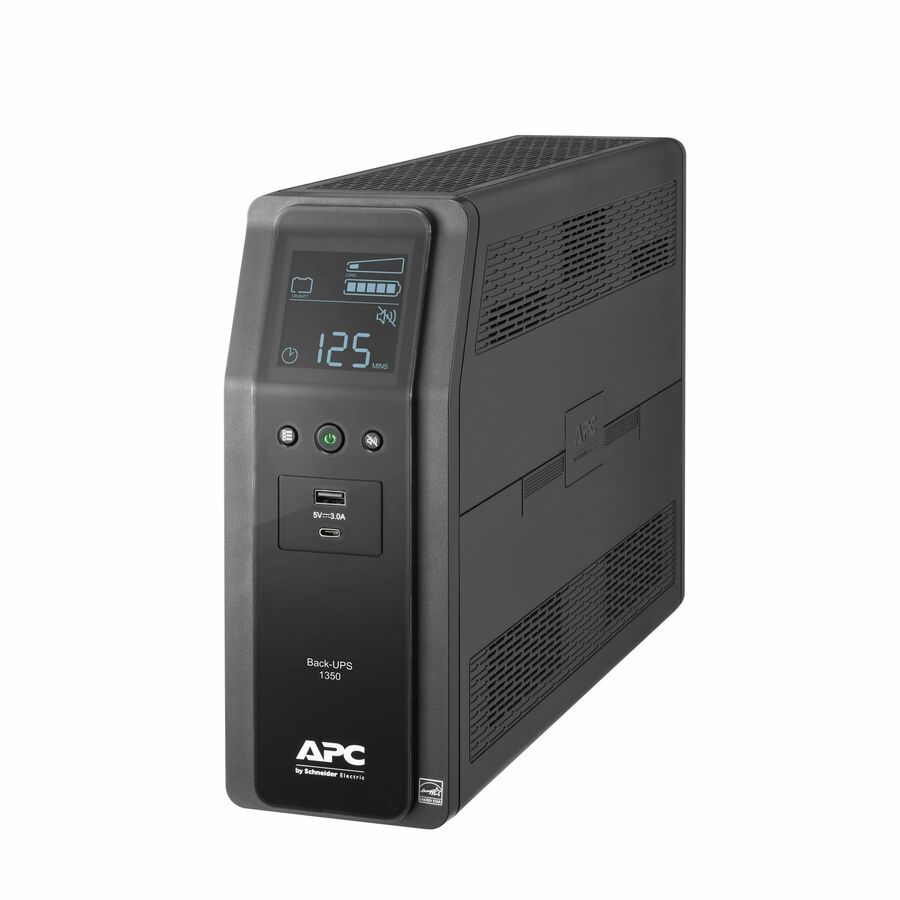 APC Back-UPS Pro 1350VA, Tower, 120V, AVR, LCD, 2 USB charging ports, 10 NEMA outlets (4 surge)