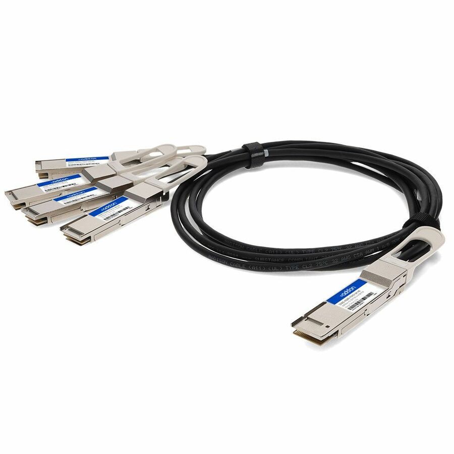 AddOn MSA and TAA Compliant 200GBase-CU QSFP-DD 200G to 4xQSFP28 50G NRZ Direct Attach Cable (Passive Twinax, 2.5m)