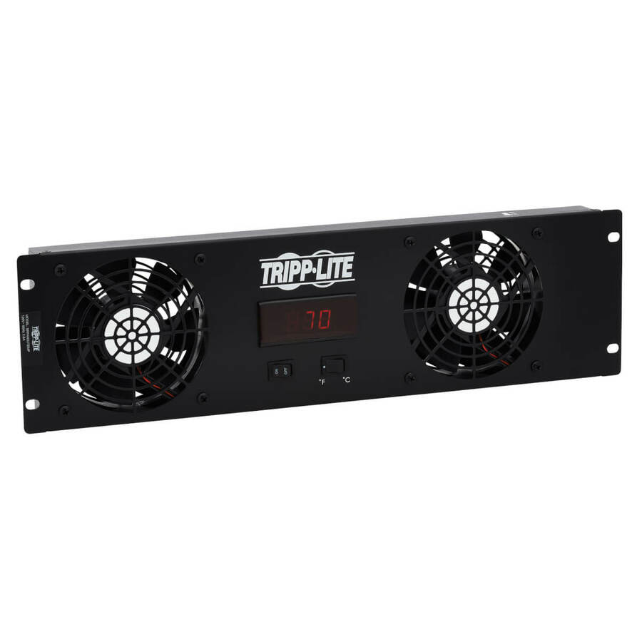 Tripp Lite by Eaton 3U Digital Temperature Sensor with 2 12VDC High-Performance Fans Blanking Panel LCD