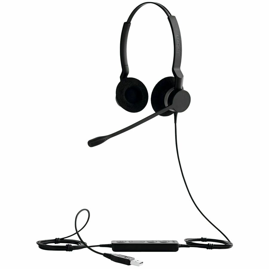 Jabra BIZ 2300 Headset - Microsoft Teams Certification - Stereo - USB Type A - Wired - 32 Ohm - 70 Hz to 16 kHz - Over-the-head, On-ear - Binaural - Supra-aural - 7.71 ft Cable - Noise Cancelling, Uni-directional Microphone - Black