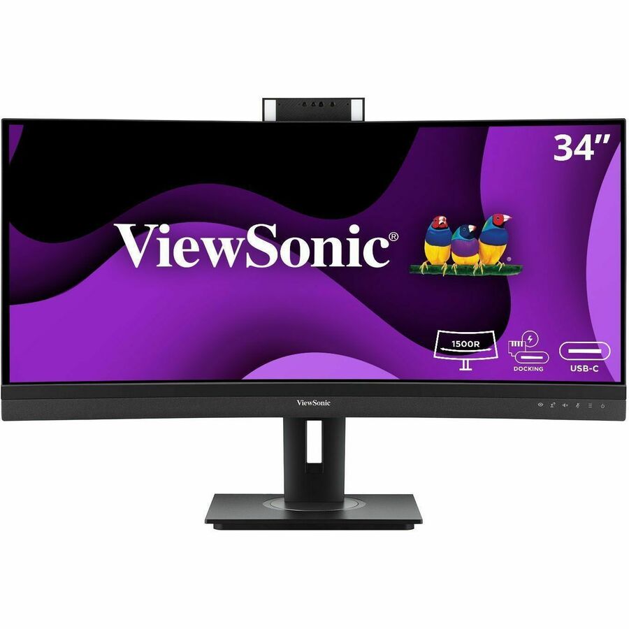 [19VS-VG3457CV] ViewSonic VG3457CV 34 Inch 1440p Ultrawide Docking Monitor, Curved IPS with Windows Hello IR Webcam Compatibility for Smooth Video Conferencing, Full Ergonomic Adjustability, 100W USB-C, and HDMI