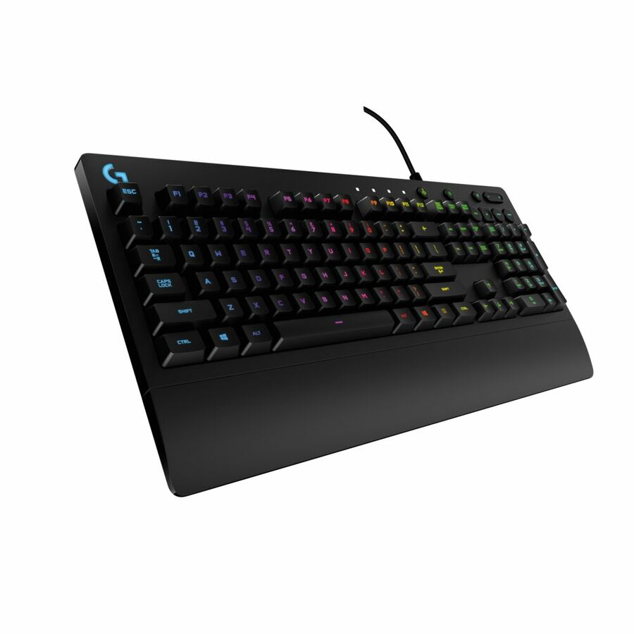 [12LogG213] Logitech G213 Prodigy Gaming Keyboard - Wired RGB Backlit Keyboard with Mech-dome Keys, Palm Rest, Adjustable Feet, Media Controls, USB, Compatible with Windows