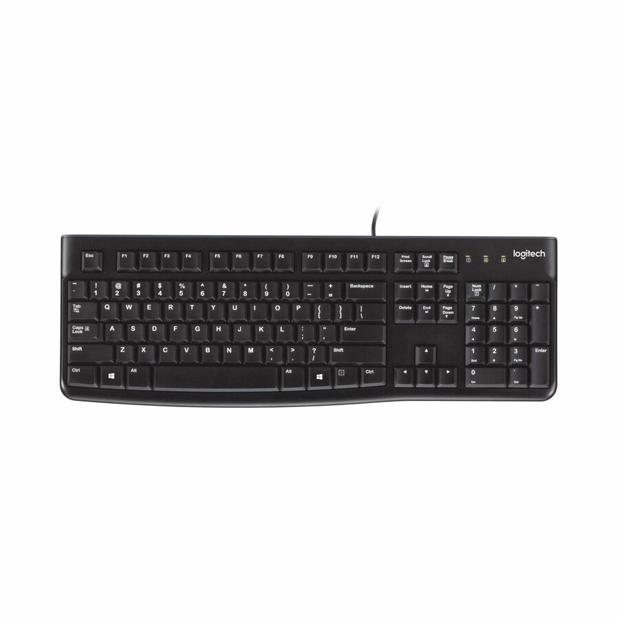 [12LogK120] Logitech K120 Wired Keyboard for Windows, USB Plug-and-Play, Full-Size, Spill-Resistant, Curved Space Bar (NO Protective Cover)