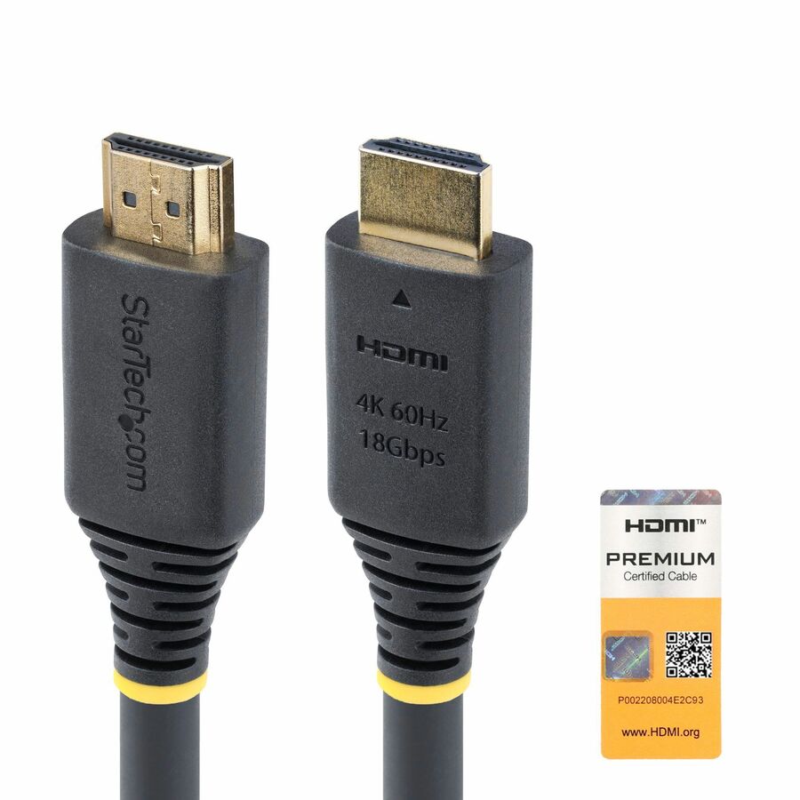 StarTech 25ft (7.6m) Premium Certified High Speed HDMI Cable, 4K 60Hz/1440p 144Hz, 18Gbps, UHD HDMI 2.0 Cord, TPE Jacket