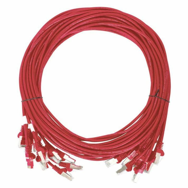 Intellinet Cat6 U/UTP Slim Network Patch Cable, 7 ft., Red, 10-Pack