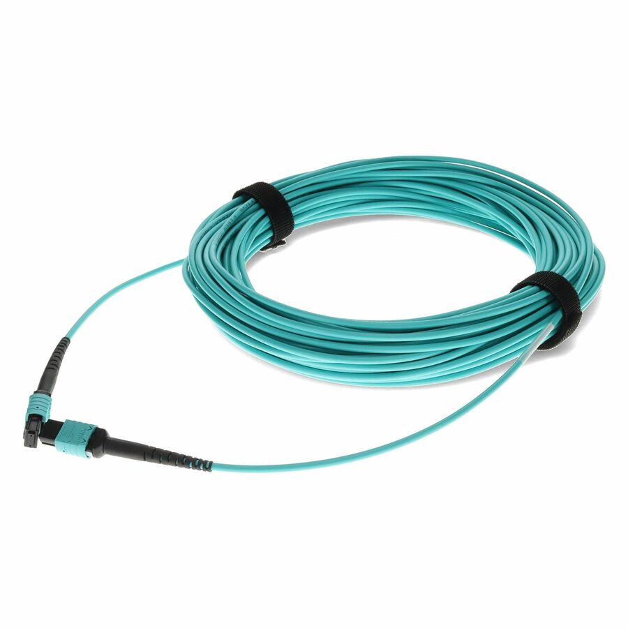 AddOn 11m MPO/UPC to MPO/UPC Aqua OM4 OFNP (Plenum-Rated) 12-Strand Fiber Patch Cable
