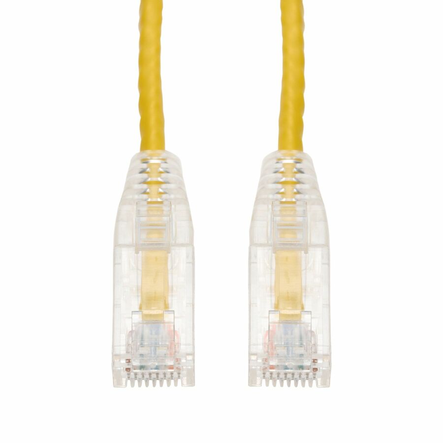 AddOn 1ft Yellow CAT 6A Slim PVC Ethernet Cable Snagless Clear-Claw RJ-45 M/M
