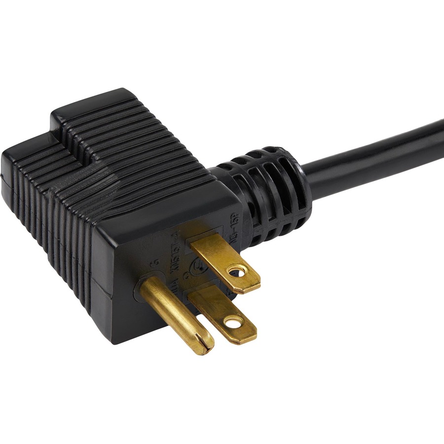 StarTech 3ft (1m) Piggyback Power Extension Cord, NEMA 5-15P to 2x NEMA 5-15R Cable, 16 AWG, 125V/15A, Outlet Saver Cord, UL Certified