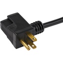 StarTech 3ft (1m) Piggyback Power Extension Cord, NEMA 5-15P to 2x NEMA 5-15R Cable, 16 AWG, 125V/15A, Outlet Saver Cord, UL Certified