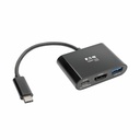 Eaton Tripp Lite Series USB-C to HDMI 4K Adapter with USB 3.x (5Gbps) Hub Port and 60W PD Charging, HDCP, Black
