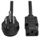 Eaton Tripp Lite Series Computer Power Cord, Right-Angle NEMA 5-15P to C13 - Heavy-Duty, 15A, 125V, 14 AWG, 3 ft. (0.91 m), Black