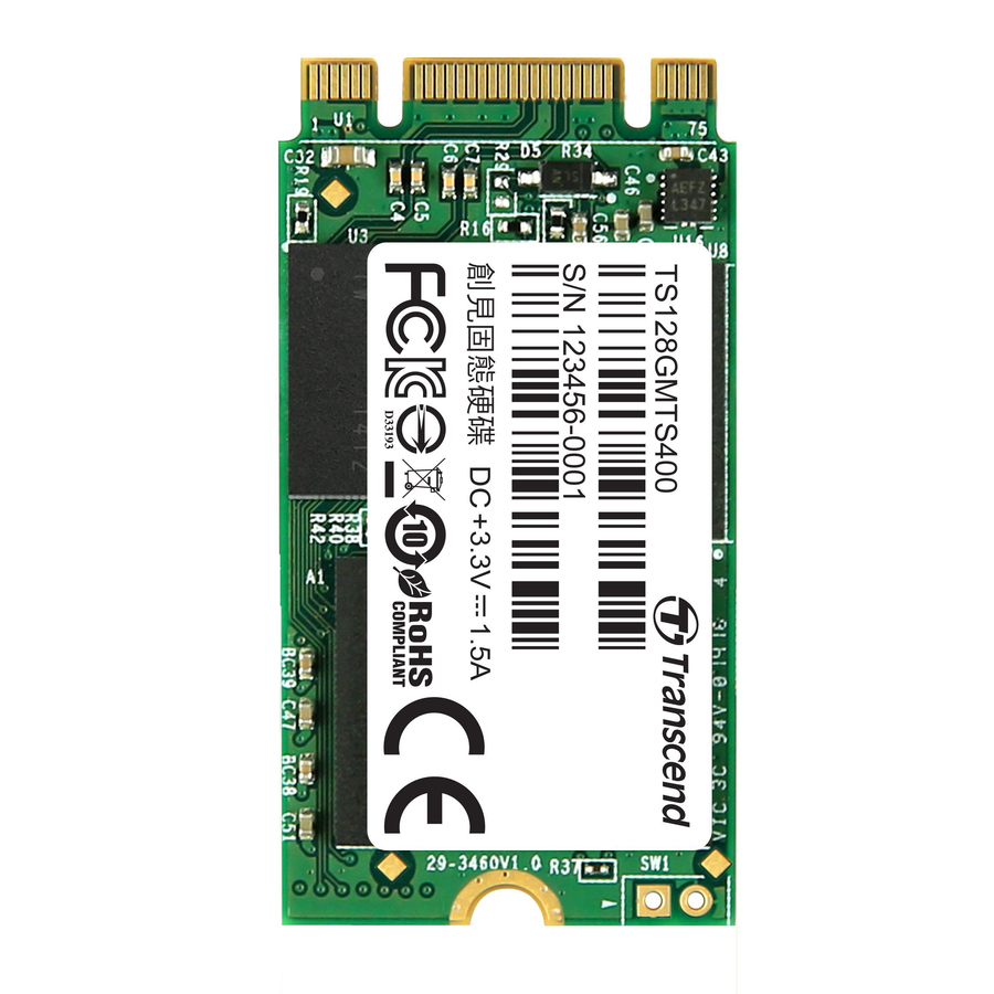 Transcend MTS400 128 GB Solid State Drive - M.2 Internal - SATA (SATA/600)