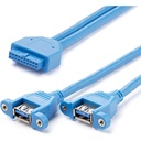 StarTech 2 Port Panel Mount USB 3.0 (5Gbps) Cable - USB A to Motherboard Header Cable F/F
