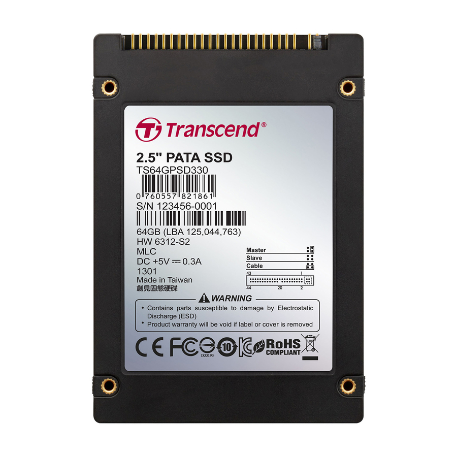 Transcend PSD330 64 GB Solid State Drive - 2.5" Internal - IDE