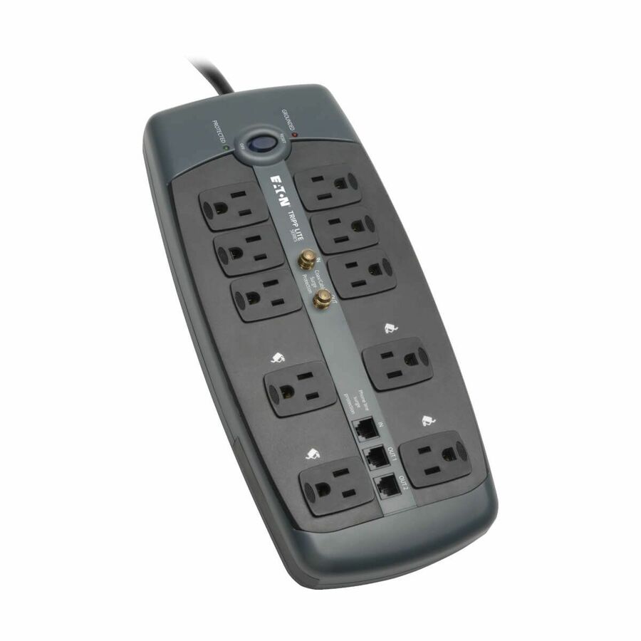 Eaton Tripp Lite Series Protect It! 10-Outlet Surge Protector, 8 ft. (2.43 m) Cord, 3345 Joules, Tel/Modem/Coaxial Protection