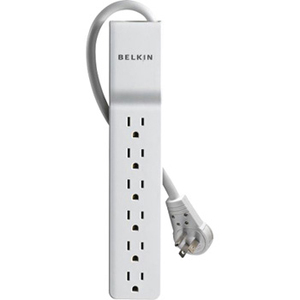 [32BelkinBE106001-06R] Belkin 6 Outlet Home/Office Surge Protector - Rotating Plug - 6 foot Cable -White - 720 Joules