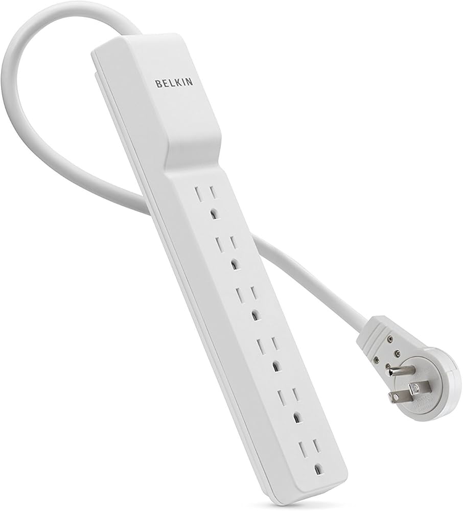 Belkin 6 Outlet Surge Protector - Rotating Plug - 6 foot Cable - White - 720 Joules
