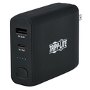 Eaton Tripp Lite Series Portable 5000mAh 2-Port Mobile Power Bank and USB Battery Wall Charger Combo - Direct Plug, Black