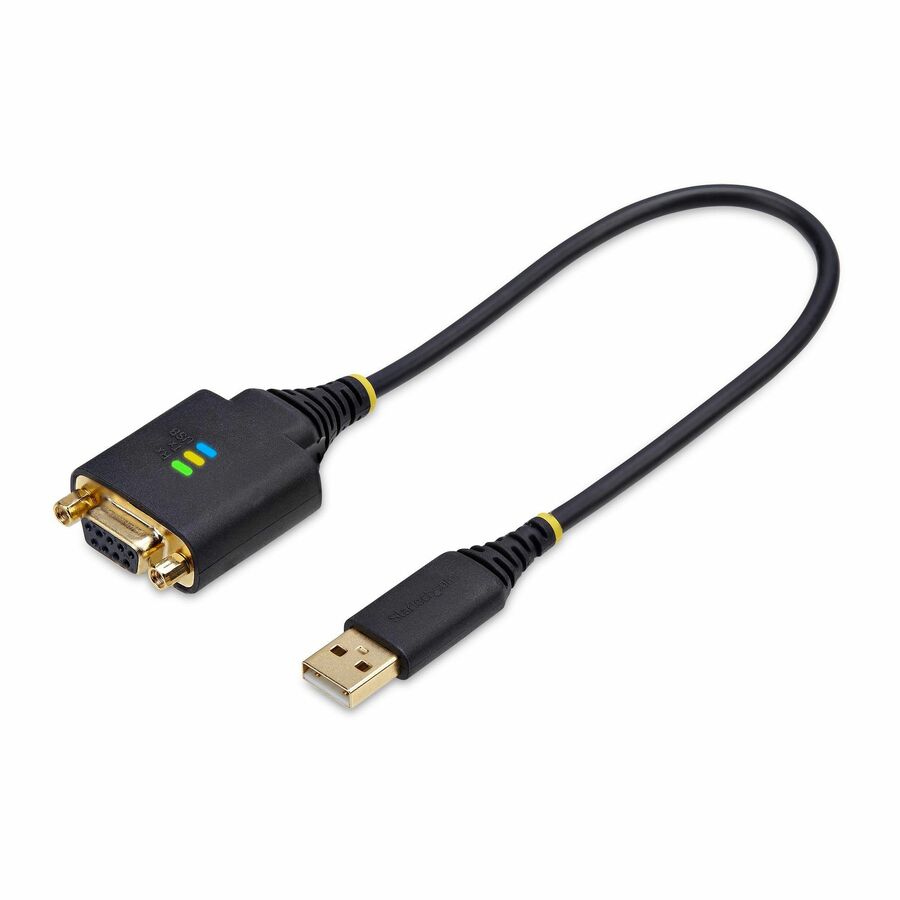 StarTech 1ft/30cm USB to Null Modem Serial Adapter Cable, COM Retention, FTDI, RS232, Changeable DB9 Nuts/Screws, Windows/macOS/Linux