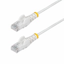 StarTech 3ft White Slim CAT6 Ethernet Cable, Slim Snagless RJ45, UTP, LSZH, 28AWG Bare Copper, Slim Network Patch Cord