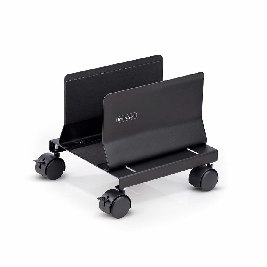 StarTech Computer Tower Cart, Rolling CPU Caddy on Wheels, Max 46.3lb/21kg, Adjustable PC Case Mount, Floor Stand Dolly, Steel, TAA