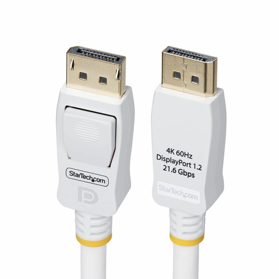 StarTech 6ft (1.8m) White VESA Certified DisplayPort 1.2 Cable, 4K 60Hz, 21.6Gbps, Latching DP Connectors, DP 1.2 Monitor Cable/Cord
