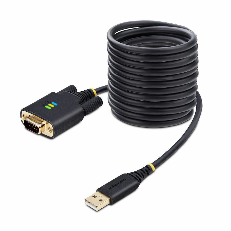 StarTech 10ft (3m) USB to Serial Adapter Cable, COM Retention, FTDI, DB9 RS232, Interchangeable DB9 Screws/Nuts, Windows/macOS/Linux