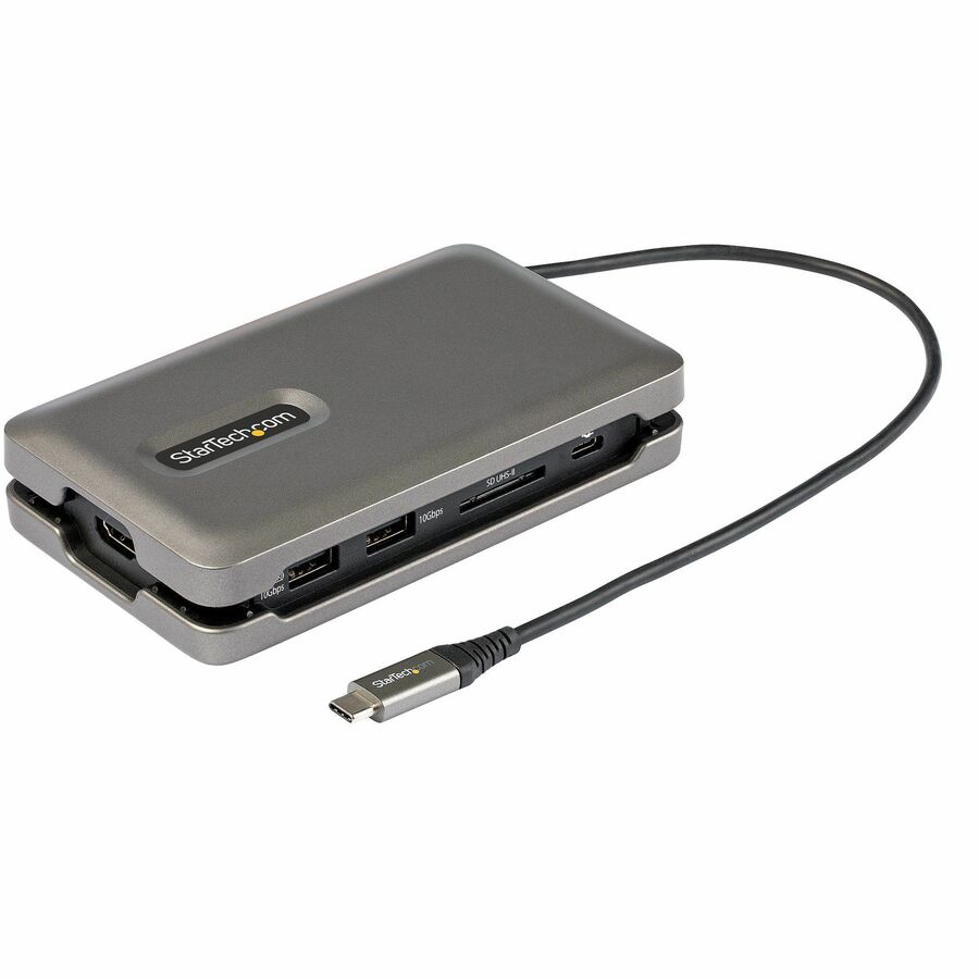 StarTech USB C Multiport Adapter, USB C to 4K 60Hz HDMI, 2-Port 10Gbps USB Hub, 100W Power Delivery Pass-through, GbE, SD/MicroSD, TAA