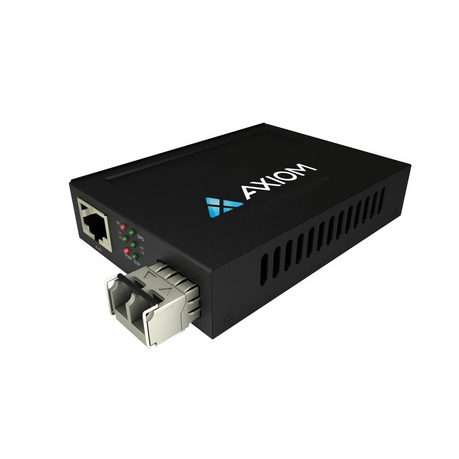 Axiom TAA 1Gbs PoE+ RJ45 to 1000Base-LX Fiber Media Converter - SMF, LC, 10KM, 1310nm