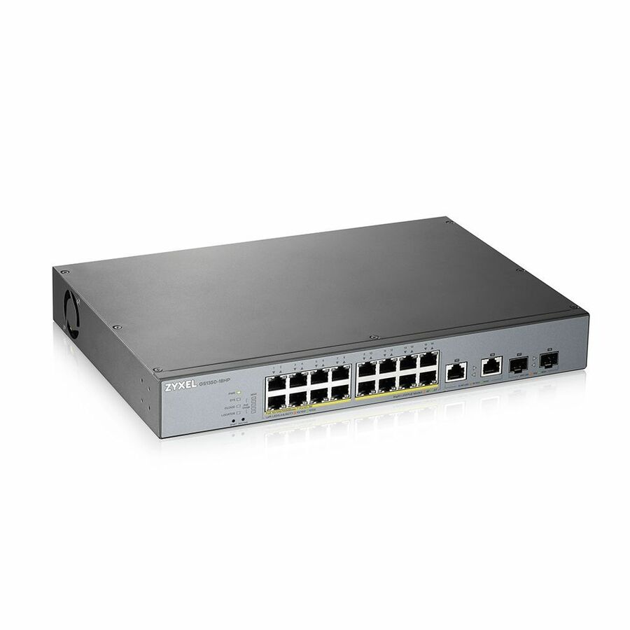 ZYXEL GS1350-18HP 16-Port Gigabit Smart Nebula Cloud Managed PoE Switch | 16 PoE+ Ports at 250W with 2 SFP Uplinks