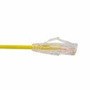 Unirise Clearfit Slim Cat6 Patch Cable, Snagless, Yellow, 7ft
