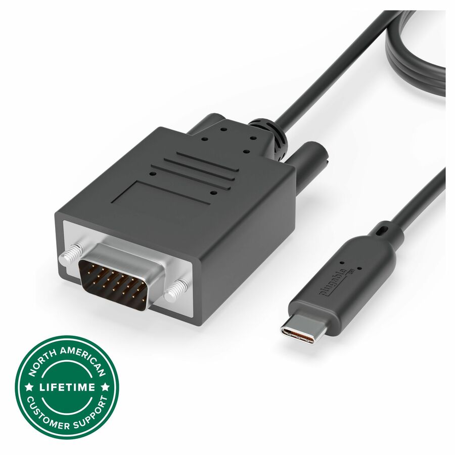 Plugable USB C to VGA Cable - Connect Your USB-C or Thunderbolt 3 Laptop to VGA Displays up to 1920x1080@60Hz