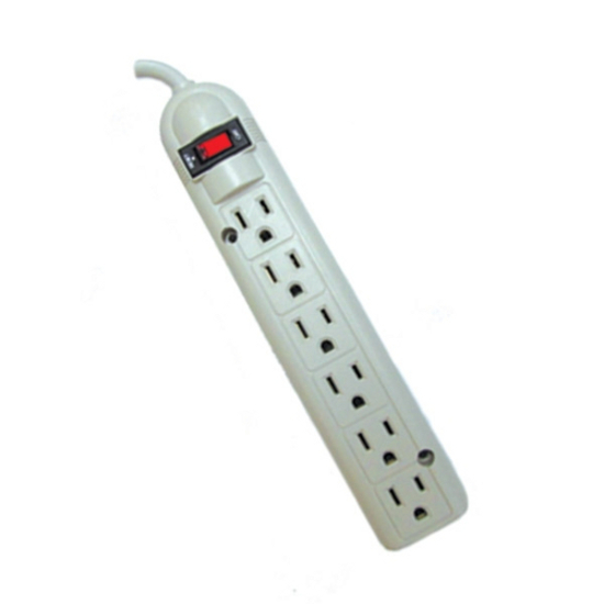 Weltron 6 Outlet Plastic Surge Protector w/ 15ft Cord