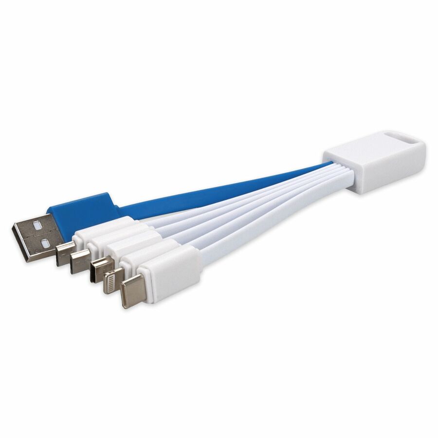 AddOn 4in USB 2.0 (A) Male to 30-Pin, Lightning, Micro-USB and Mini-USB 2.0 (B) Male Multicolored 5-in-1 Charger