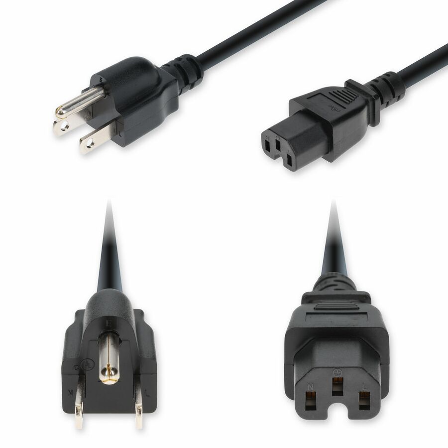 AddOn 6ft NEMA 5-15P Male to C15 Female Standard Commercial 14 AWG 125V at 15A PVC SJT (Service Junior Thermoplastic) Black Power Cable
