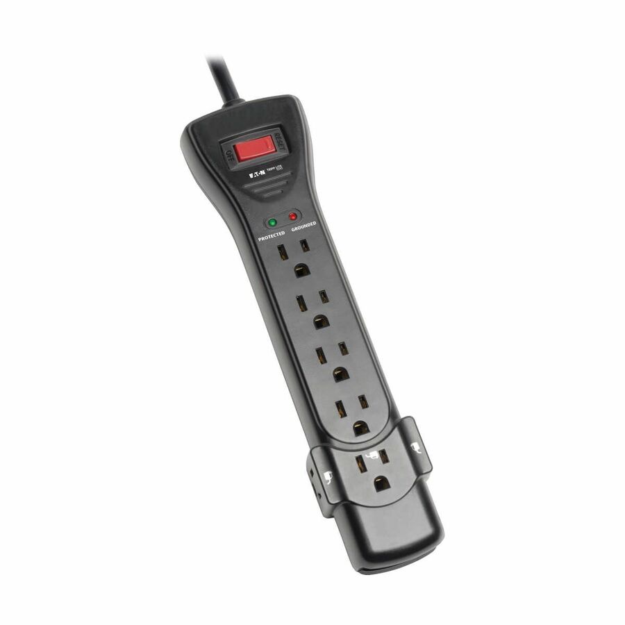 Tripp Lite by Eaton Protect It! 7-Outlet Surge Protector 7 ft. Cord with Right-Angle Plug 2160 Joules Diagnostic LEDs Black Housing