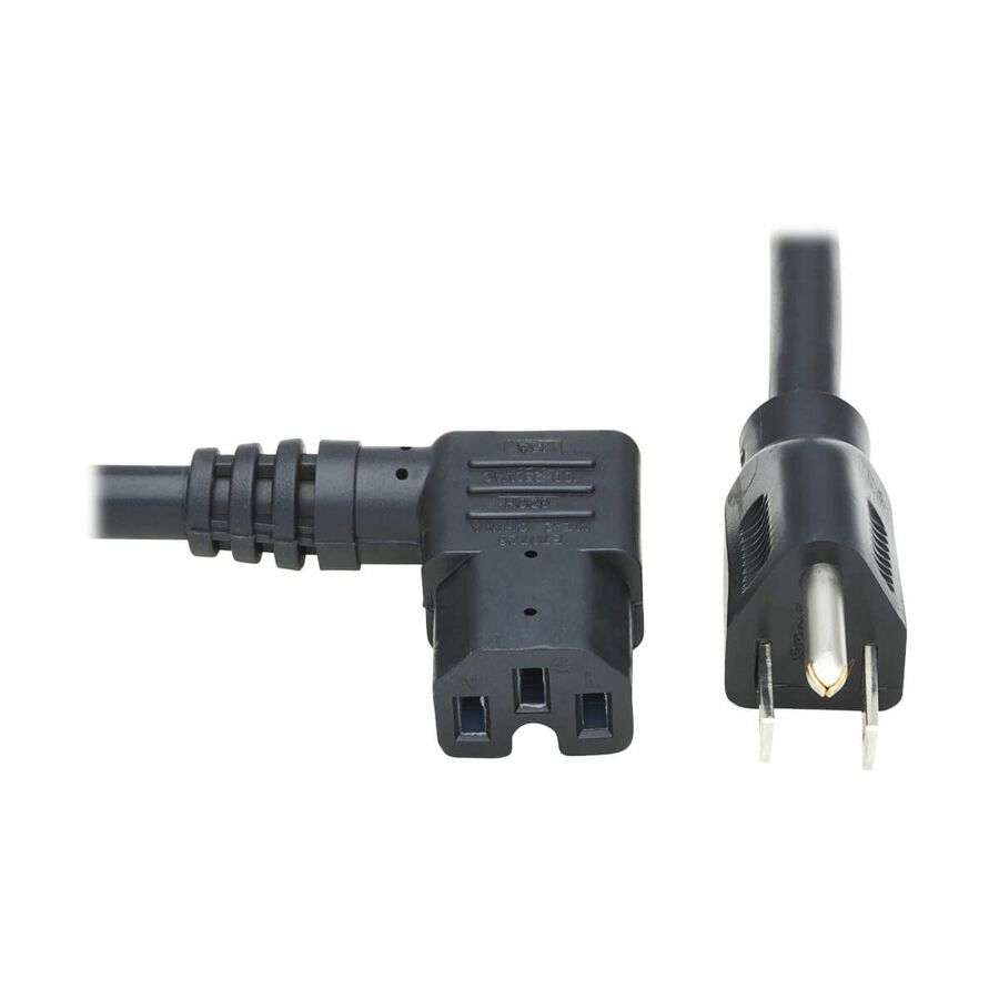 Eaton Tripp Lite Series Power Cord, NEMA 5-15P to Right-Angle C15 - Heavy-Duty, 15A, 125V, 14 AWG, 8 ft. (2.43 m), Black
