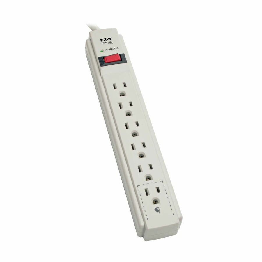 Tripp Lite by Eaton Protect It! 6-Outlet Surge Protector 15 ft. Cord 790 Joules Diagnostic LED Light Gray Housing