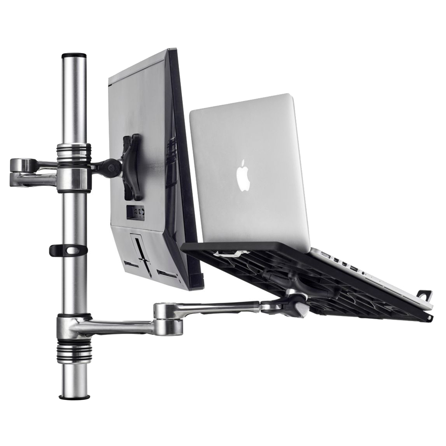 Atdec dual monitor/notebook desk mount - Flat and curved monitors up to 32in - VESA 75x75, 100x100